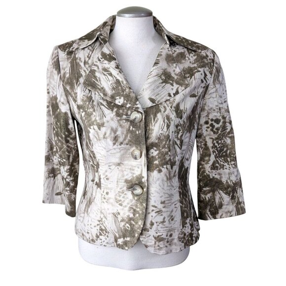 Vintage 1980s Womens Blazer Jacket Size 10 Metallic Gold Shimmer Puffed Sleeve - Picture 1 of 8